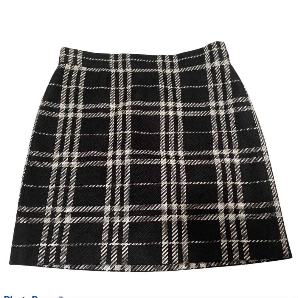 J Crew Factory black and white large check skirt - Picture 2 of 7